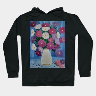 mixed flowers in a white vase Hoodie